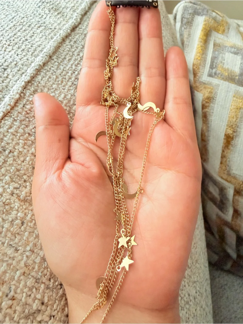Gold Moon & Star Layered Hair Accessories Hair Brooch Pin